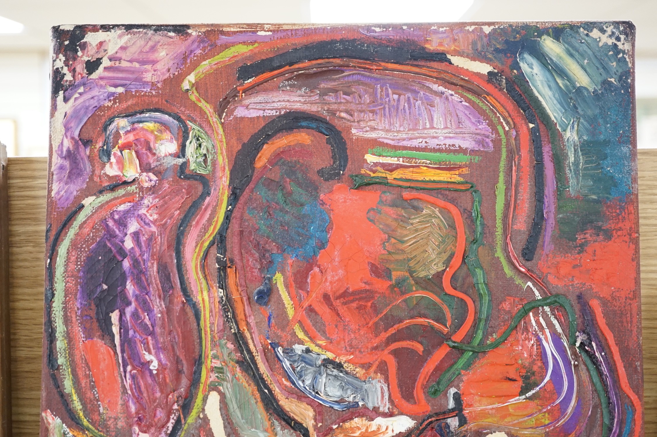 Pinder, oil on canvas, Abstract, signed, 40 x 30cm, unframed